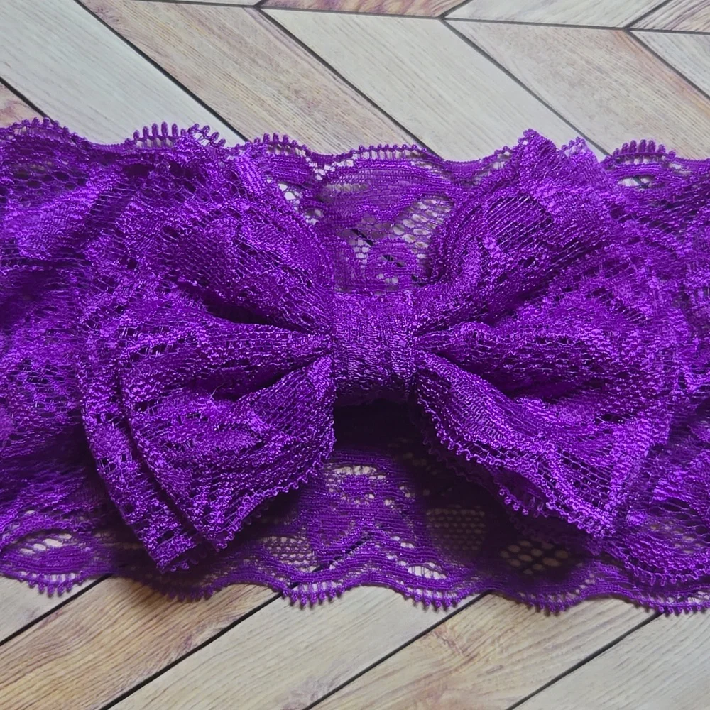 ​Baby Girls Lace Bow Headbands Set Soft Elastic Wide Hairbands Infants & Toddler